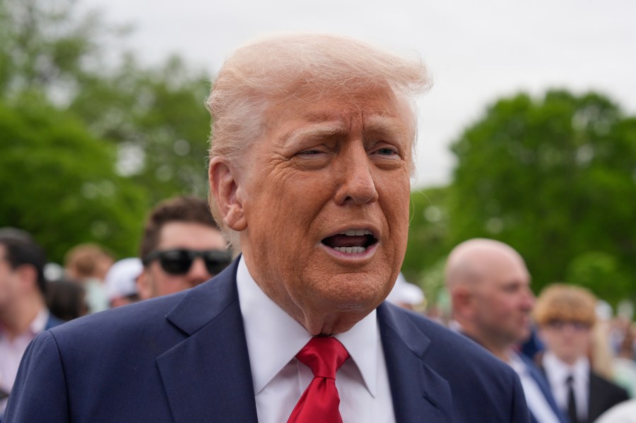Trump says the grey sky of the White House Easter egg roll means no need to worry about sunburn