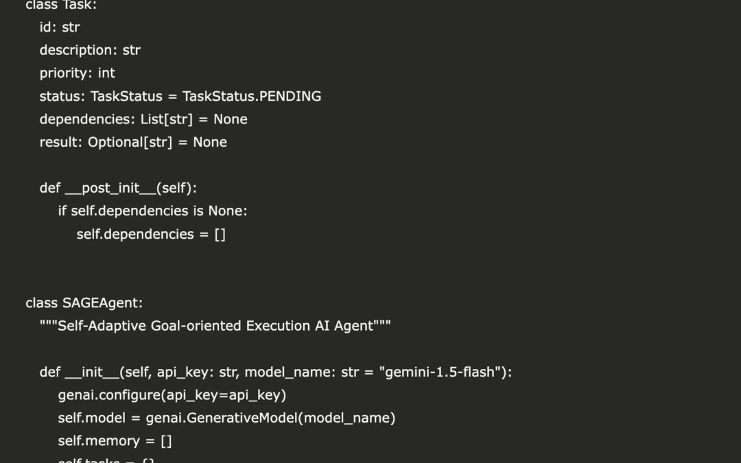 Create an adaptive goal-oriented coding implementation of AI agents using Google Gemini and Sage Framework